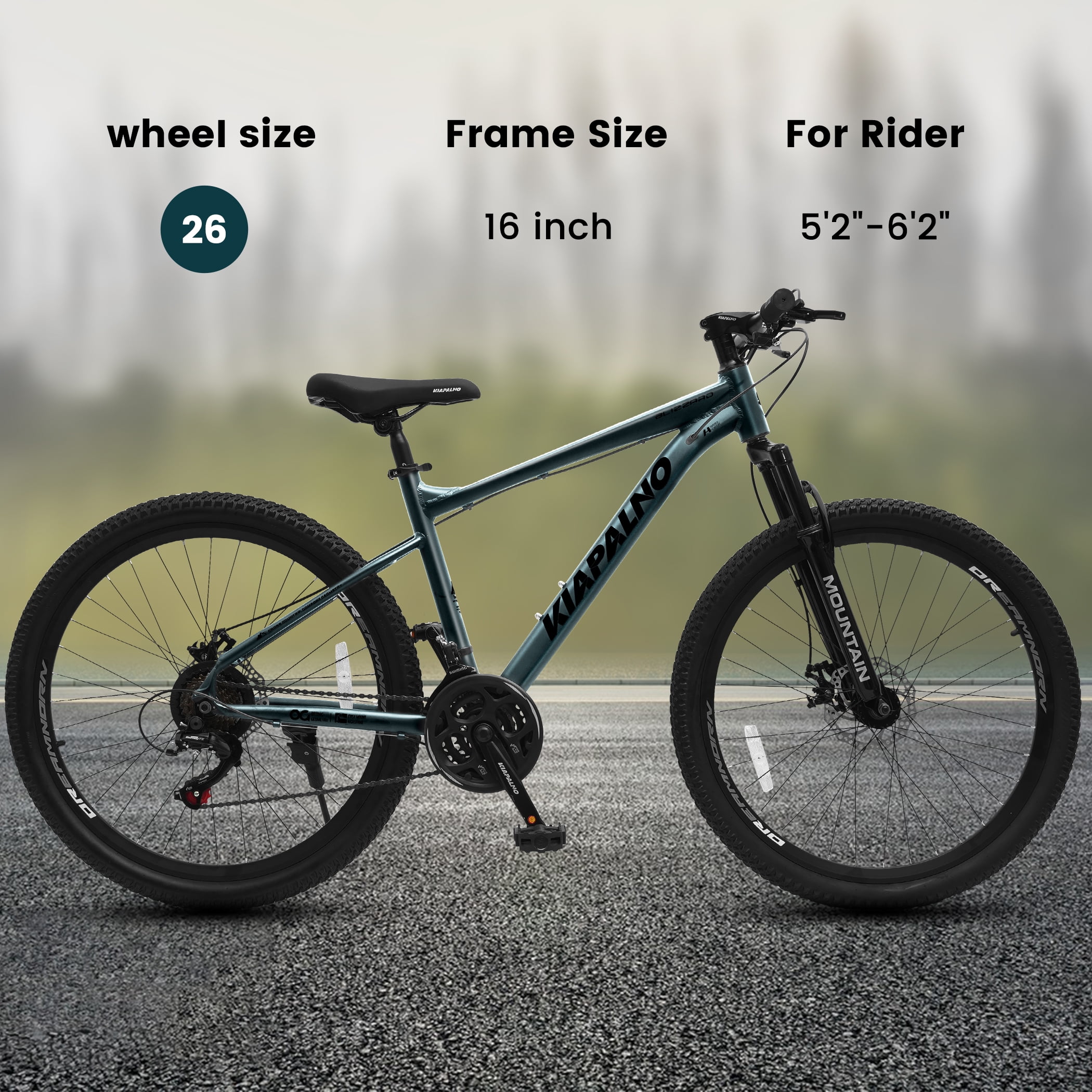 26 Inch Mountain Bike for Adult Men Women, 21-Speed Mountain Bicycle with Front Suspension and Dual Disc Brakes, Aluminum Alloy Frame MTB Bike for Outdoor Trail Commuter, Blue