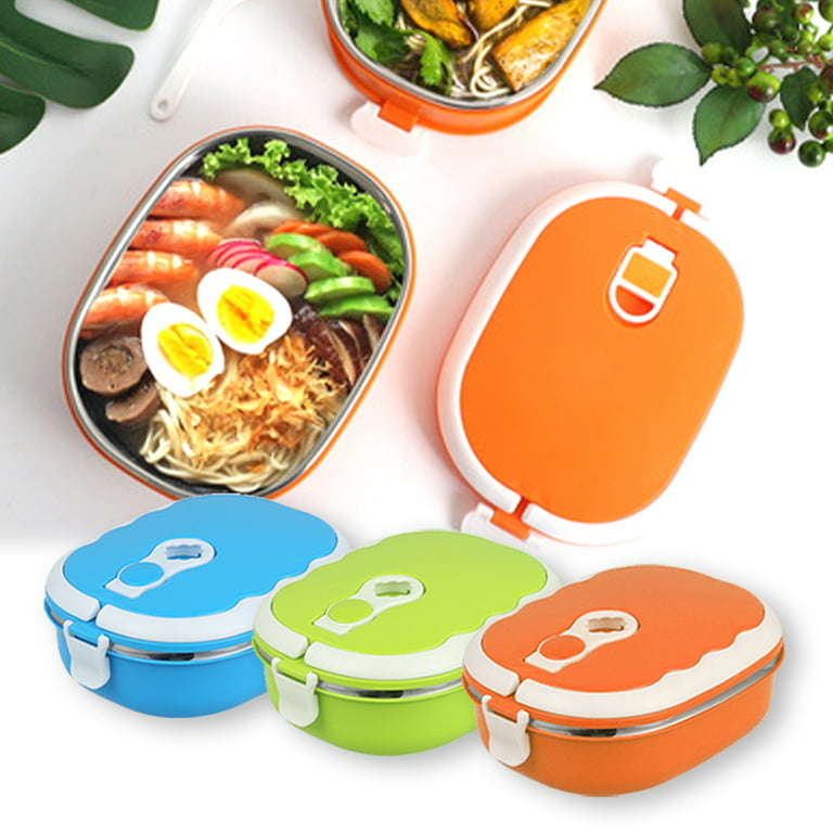 AMERTEER Portable Food Warmer School Lunch Box Bento Thermal Insulated Food  Container 1 Layer Stainless Steel Insulated Square Lunch Box for Children