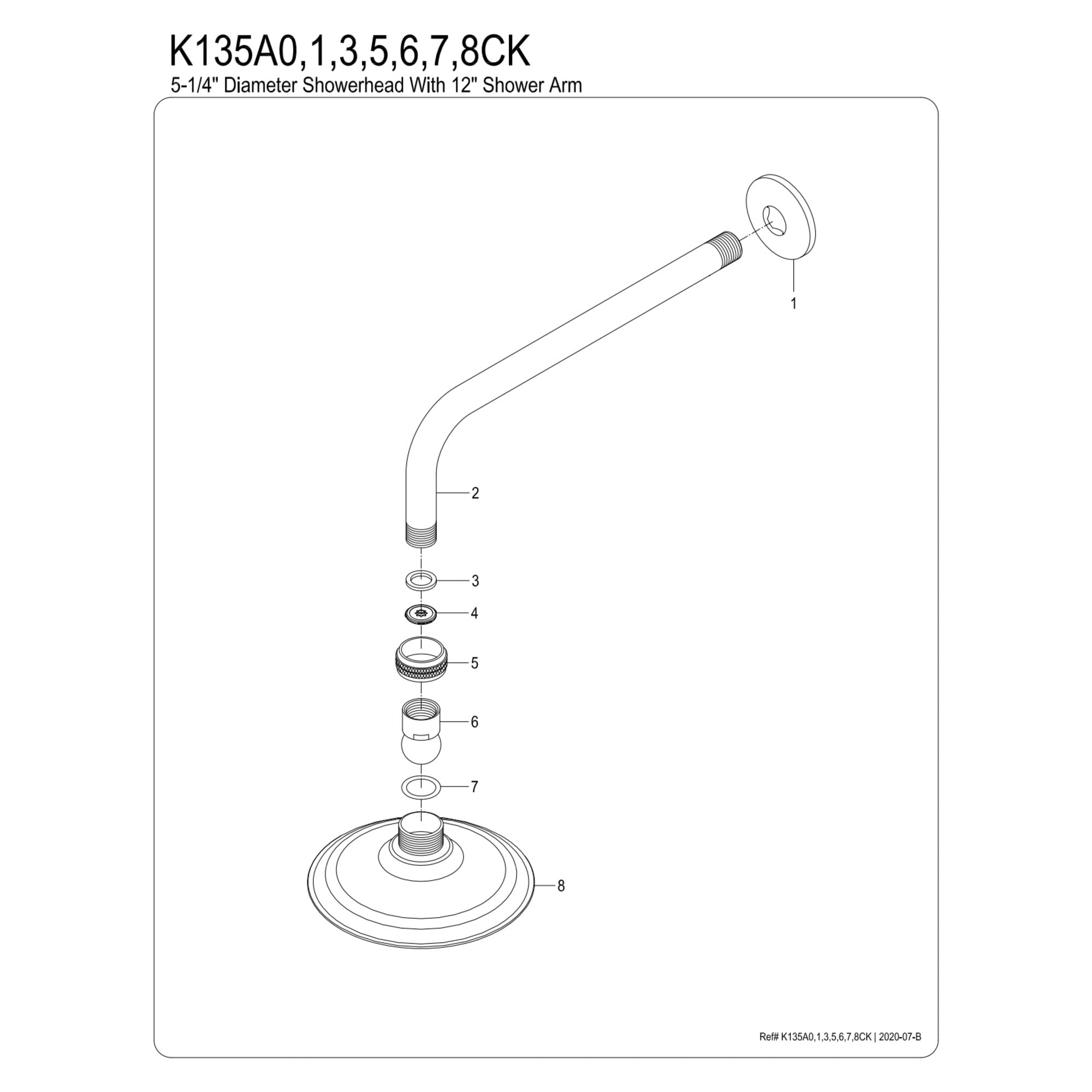 Kingston Brass K135A3CK Victorian 5-1/4-Inch Round Raindrop Brass Shower Head with 12-Inch Shower Arm in Antique Brass