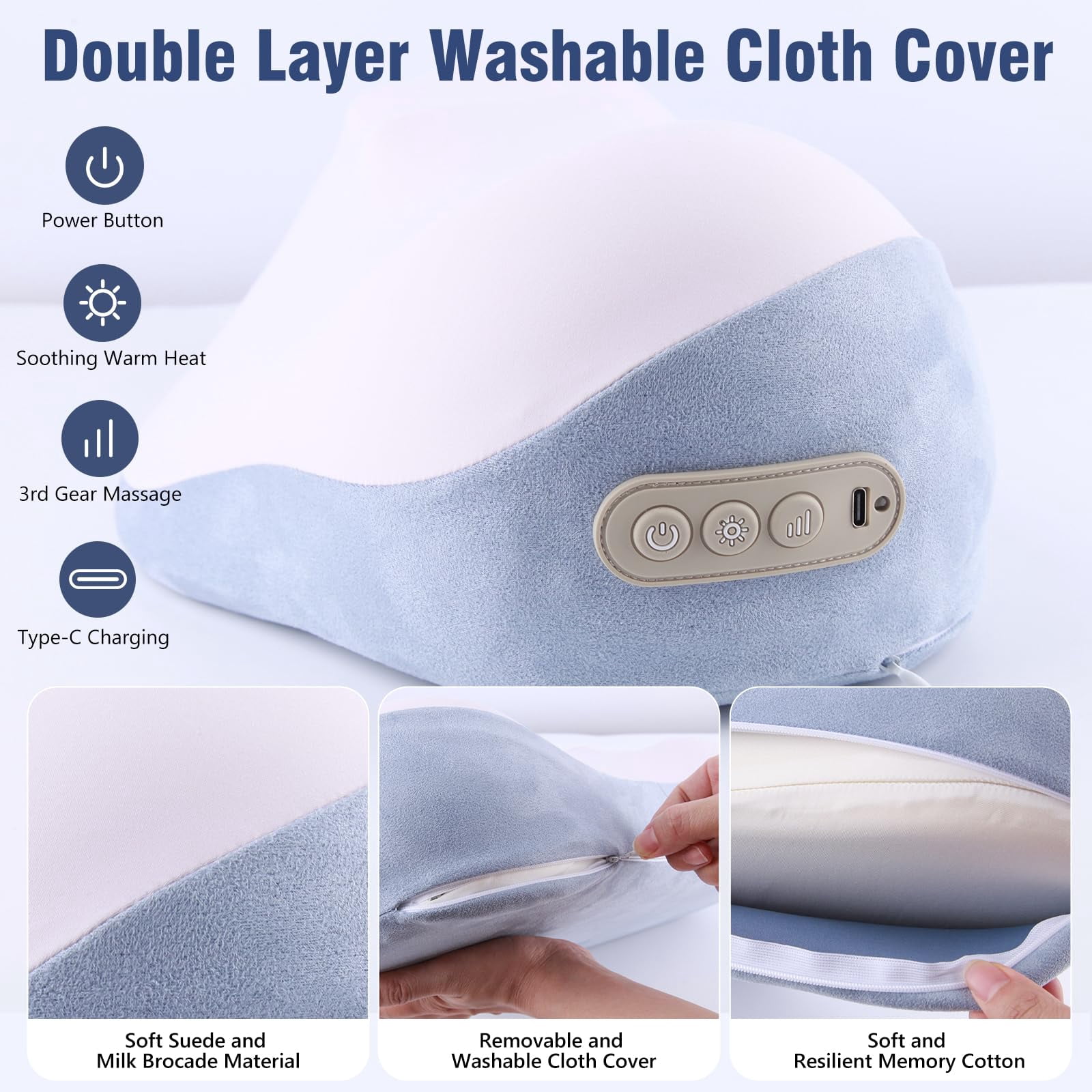 Shiatsu Back and Neck Massager with Heat, Electric Massage Pillow for Back Pain Relief Deep Tissue, 3D Stereoscopic Support Traction, Deep Kneading Massager for Neck and Shoulder Muscle Pain