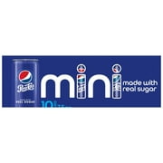 Pepsi Cola Real Sugar Soda Pop, 7.5 fl.oz 10 Pack Mini Cans