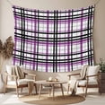 thumbnail image 2 of Purple Black Plaid Tapestry for Bedroom Wall Hanging Tapestry, Farmhouse Purple Black Checkered Ceiling Backdrop Tapestries Poster Blanket Wall Decor for Teens Room Living Room Dorm 39" x 59", 2 of 8