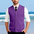 thumbnail image 2 of Mens V Neck Knitted Sweater Vest Sleeveless Button Down Cardigan Classic Business Casual Gilet Spring Fall Purple L, 2 of 10