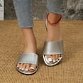 thumbnail image 3 of Mepaouo Women's Flat Sandals Open Toe Slip on Leather Slide Comfortable Fashion Beach Slippers Shoes, 3 of 8