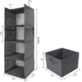 thumbnail image 3 of 4-Shelf Hanging Closet Organizer  Space Saver  Cloth Hanging Shelves with 2 Side Pockets  Foldable (Grey), 3 of 8