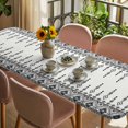 thumbnail image 3 of Black White Boho Table Cloths for 8 Foot Rectangle Tables, Vintage Ethnic Tribe Abstract Art Retro Patio Waterproof Elastic Fitted Tablecloths, Washable Rectangular Table Cover for Camping, 3 of 8