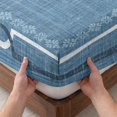 thumbnail image 3 of Cal.King Size Fitted Sheet Set - Denim Blue Botanical 3 Piece Bedding Sets 16" Deep Pocket Fitted Sheet with 2 Pillowcases, Vintage Florals Geometric Minimalist Brushed Microfiber Hotel Bed Sheets, 3 of 9