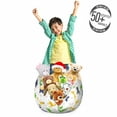 thumbnail image 3 of Hippo Storage Toy Bag Chair, Hand Drawn Pattern Cheerful Hippo Crocodiles Giraffes and Zebras with Pinkish Daisies, Stuffed Animal Organizer Washable Bag, Large Size, Multicolor, by Ambesonne, 3 of 3