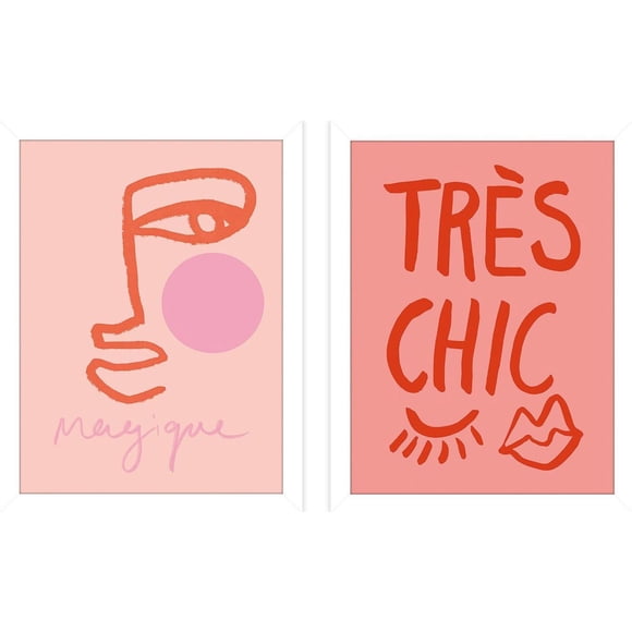 Grace Digital Magiqueface / Très Chic Pink Framed Print Set (Pack of 2)
