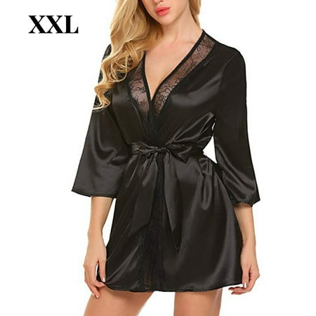 

TureClos Nightdress Women Girls Lace Bathrobe Nightgown Dress Sleepwear