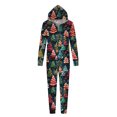 thumbnail image 2 of Odeerbi Christmas Onesie Pajamas for Family Holiday Sleep Jumpsuit Long Sleeve Family Christmas Pajamas Matching Sets Mom Fashion Printed Hooded Jumpsuit Sleepwear PJs Set Black, 2 of 5