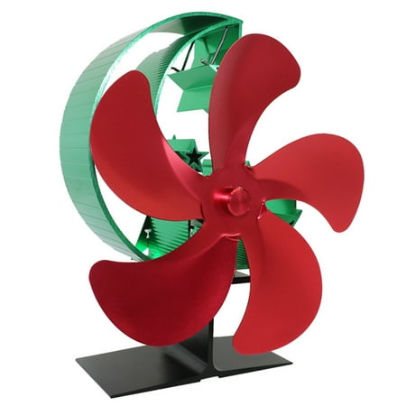 

5 Heat Powered Fan Fireplace Fan Quiet Operation Circulating Warm Air No Battery Required for Wood Burning Red&Green