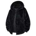 thumbnail image 4 of COSFO Faux Fur Jackets for Men Zip Up Hooded Casual Black Windbreaker with Pockets Long Sleeve Loose Fit Mens Winter Coats, 4 of 5