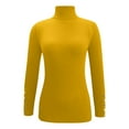 thumbnail image 6 of Fiaer Fall Turtleneck Sweaters for Women Slim Fit Cozy Long Sleeve Solid Lightweight Fashion Comfort Button Decor Knit Tops Yellow XL, 6 of 7