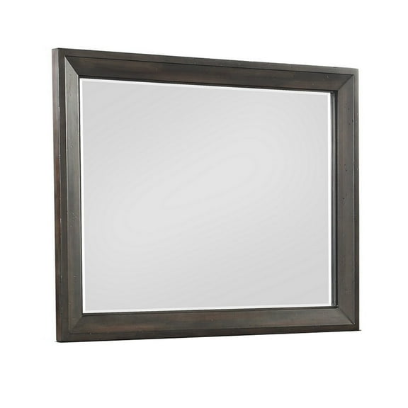 Benjara Laji 39 x 50 Dresser Mirror, Modern Style, Rich Walnut Brown Wood
