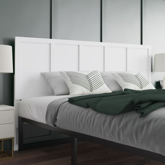 Emma   Oliver King Size Four Panel Wooden Adjustable Headboard Only in White