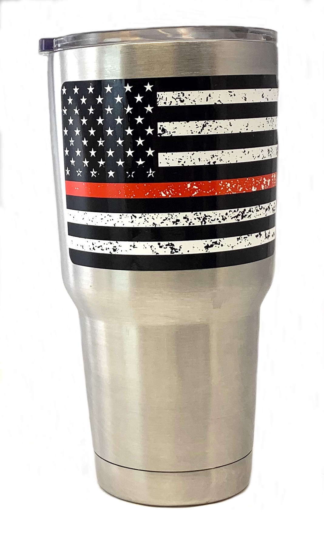 Sunburst Systems 6121 Thin Red Line Flag Decal; Removable Vinyl 3"x4.5", 4 Pack