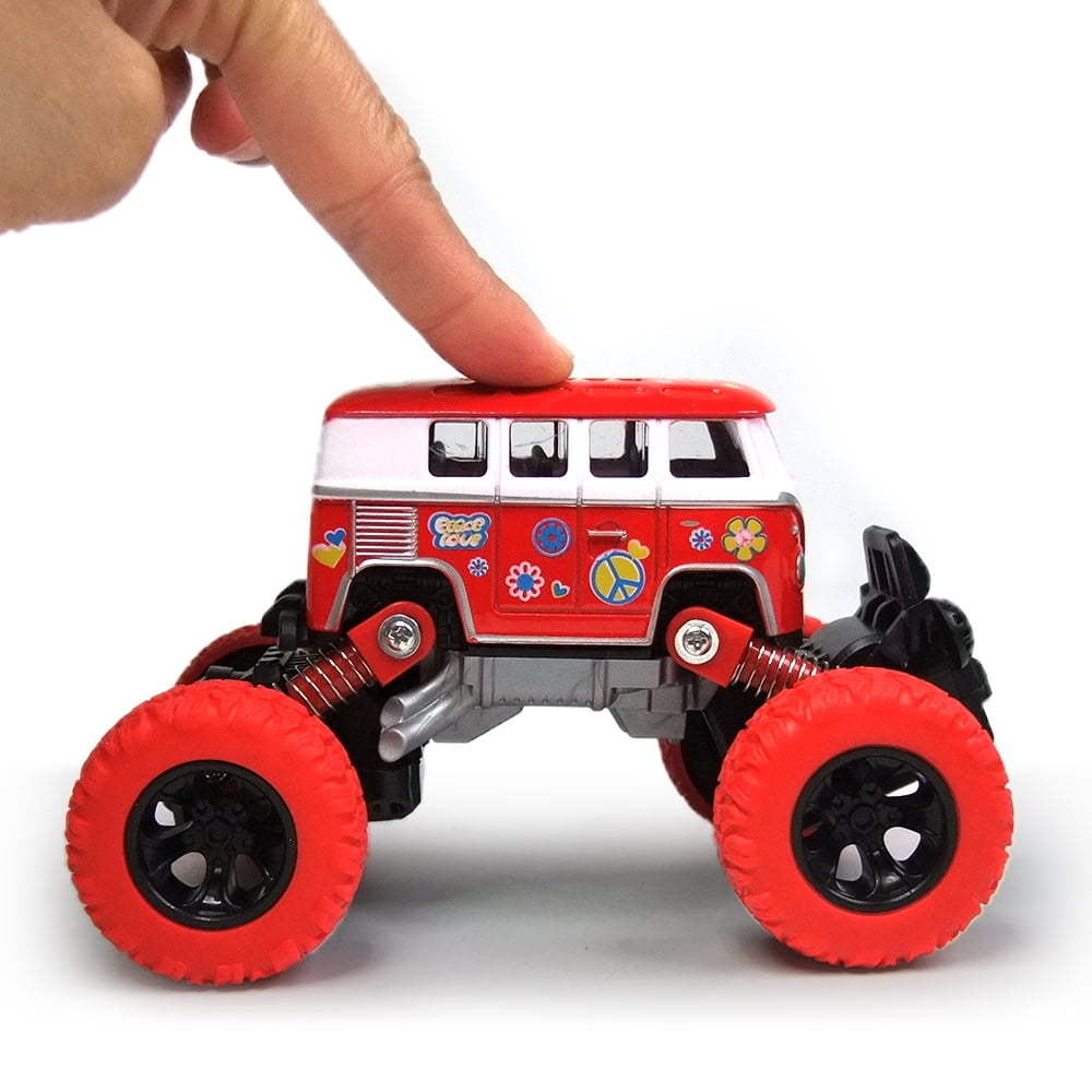 Pull Back Vehicles with Shockproof Spring and Textured Rubber Tires Friction Powered Fun Toys for Toddler Boys Girls Aged 3 and Above WisToyz 4-Packs Cars Toys Trucks Toys Toddler Toys Pull Back Cars