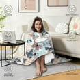 thumbnail image 4 of Wearable Blanket,Light Color Butterfly Leaf Pattern Hooded Wearable Flannel Blanket for Adults & Teens,Winter Poncho Shawl Wrap Cape Cozy Anti-Pill,60"x80", 4 of 5