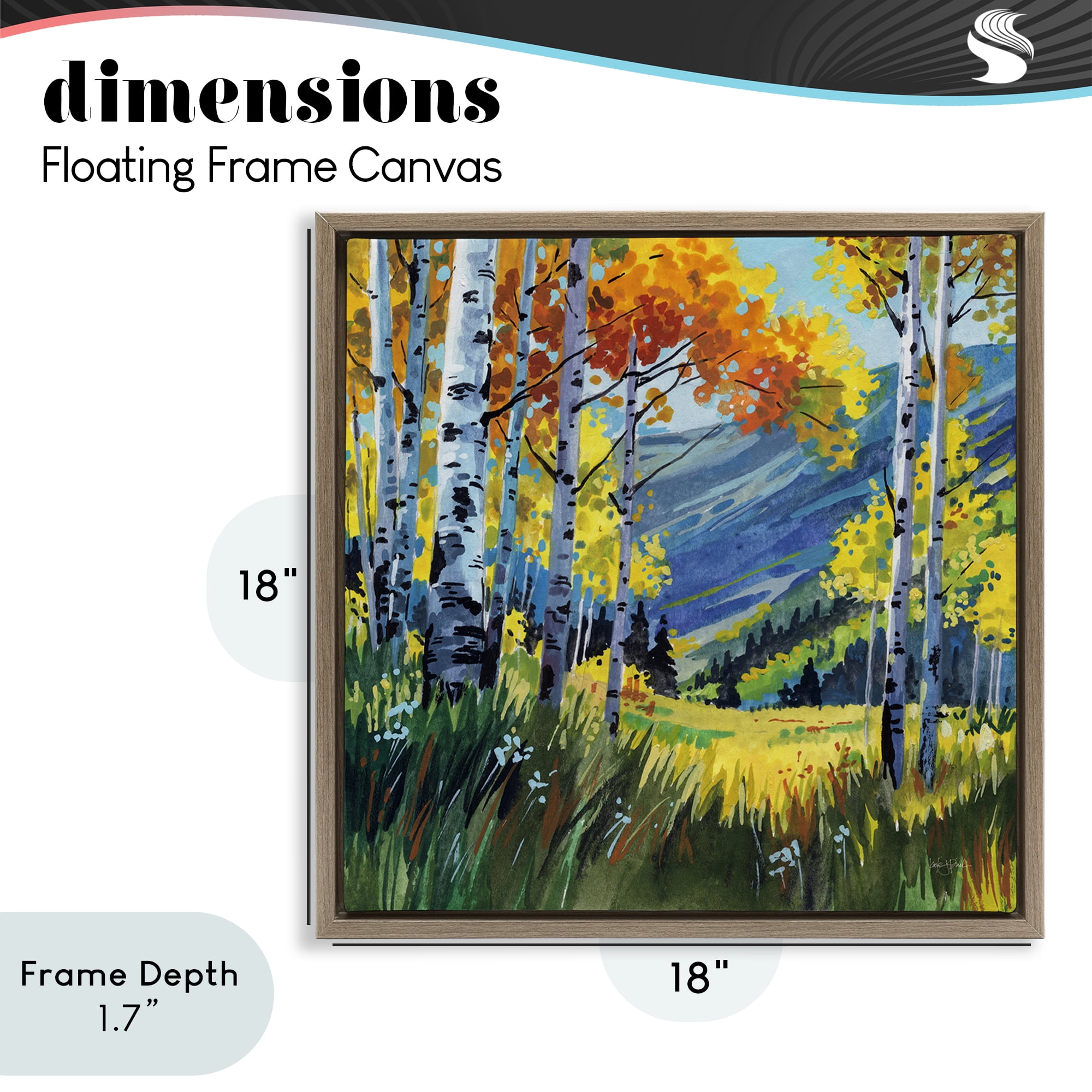 Stupell Industries Autumn Golden Birch Grove Brown Framed Floater Canvas Wall Art, design by Kate Jarvik Birch
