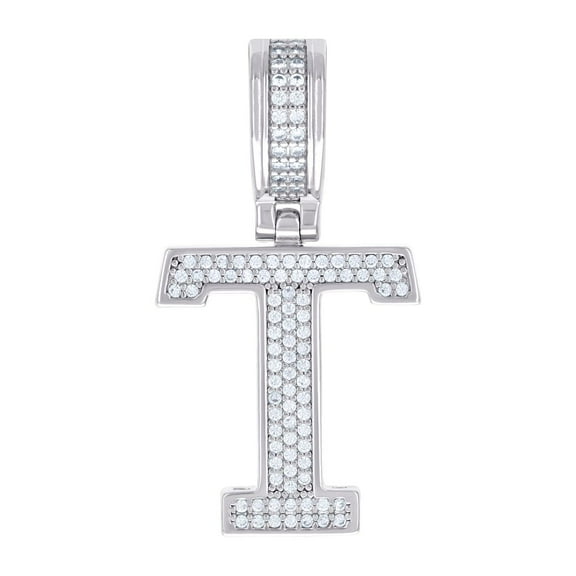 925 Sterling Silver Unisex 0.46ct Moissanite Letter Name Personalized Monogram Initial Alphabet T Charm Pendant Necklace