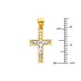 thumbnail image 3 of Wellingsale 14K Two 2 Tone White and Yellow Gold Polished Ornate Religious Catholic Latin Crucifix Charm Pendant with Heart Accents, 3 of 5