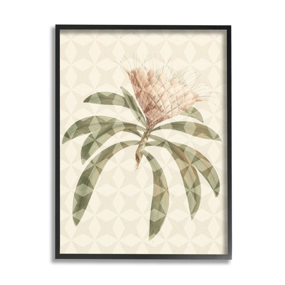 Stupell Industries Natural Geometric Patterned Plant Green Leaves Blossom Framed Wall Art, 16 x 20, Design by Lil' Rue