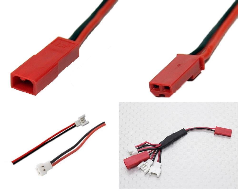 HobbyFlip MultiPlug Charge Lead Battery Cable Plug Set w/Male/Female JST Connectors Compatible