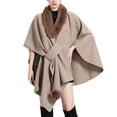 thumbnail image 1 of Cape Châle Tricotée Couleur Unie, Col Faux Élégant pour Femmes, 1 of 8