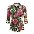 thumbnail image 2 of Uorisanigo Leopard-Print Flower Womens 3/4 Sleeve Golf Shirts Fashionable Relaxed Quick Dry Athletic Polo Shirts Comfortable Polyester Spandex Fabric Tennis Tops with Zipper Size S, 2 of 7