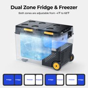 BougeRV Car Refrigerator 52QT Dual Zone, 12 Volt Portable Freezer Fridge with Wheels, APP Control Compressor Refrigerator 12V/24V DC for RV Truck Vehicle Boat Outdoor Travel Camping Trip Use