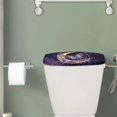 thumbnail image 2 of Renewold Toilet Tank Lid Cover for Bathroom Dust-proof Toilet Tank Protector, with Elastic Edge, Universal Fit, Violet Rose Butterfly Moon Marble Print, 2 of 6