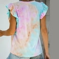 thumbnail image 5 of Azrian Womens Tops Fall Saving,Womens Plus Blouses Spring Summer Lace Flying Sleeves Round Neck Tie Dyed T-shirt Tops on, 5 of 5