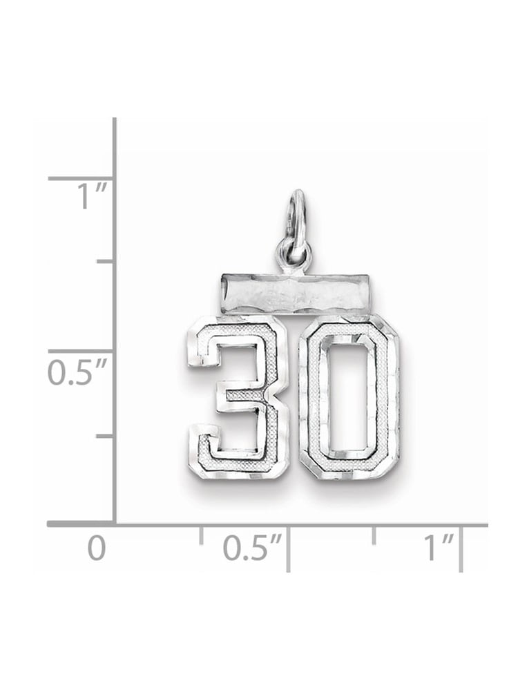 925 Sterling Silver Rhodium-plated Medium Satin Milestone Number 50 Charm 