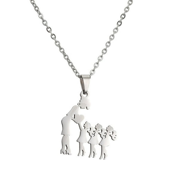 Silver Color Family Necklace for Mom and Daughter Necklace Mothers Day Jewelry Stainless Steel Chain Chokers