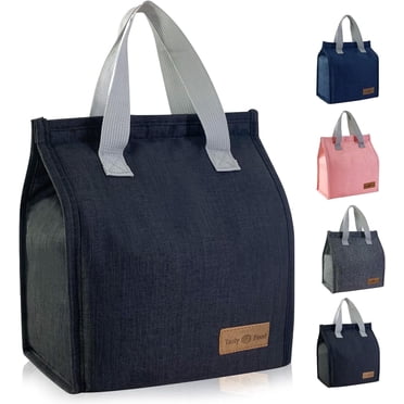 Mziart Lunch Bag, Insulated Lunch Box for Women Men, Simple Small Lunch Tote Reusable Lunch Box Containers Thermal Bento Cooler Bag for Work Office Picnic or Travel (Black)