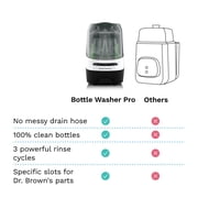 غسالة زجاجات الأطفال Baby Brezza Pro - تنظيف أفضل أثبت فعاليته سريريًا - غسالة ومعقم + مجفف في جهاز واحد للأشياء الأساسية مثل الزجاجات + أجزاء المضخة – تحل الماكينة محل الفرش + الرفوف