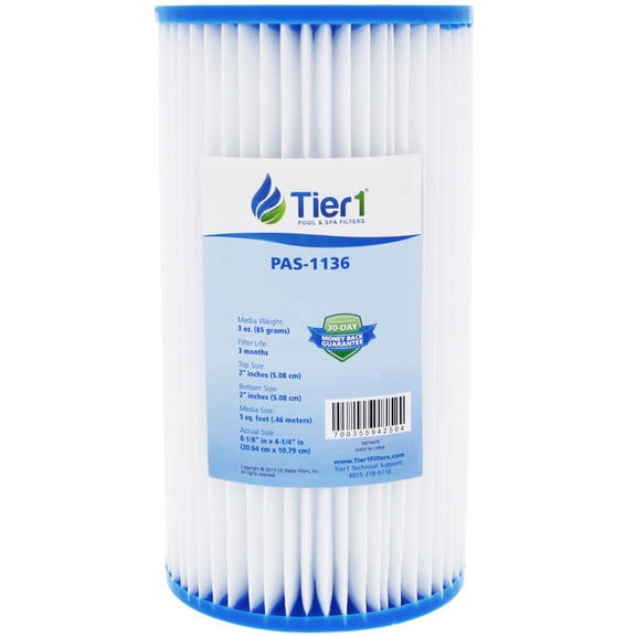 Tier1 Pool & Spa Filter Cartridge | Replacement for Coleco F-120 w/core, Pleatco PC7-120, Unicel C-4607, Filbur FC-3710 and More | 5 sq ft Pleated Fabric Filter Media