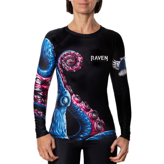 Raven Fightwear Women's Kraken Octopus BJJ Rash Guard MMA Red/White/Blue