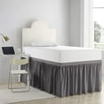 thumbnail image 2 of Dorm Bed Skirt - 38" Drop - 100% Microfiber Ruffled Dorm Sized (39" x 80") Bed Skirts, Elastic Bed Skirt for Easy Fitting - Dark Grey Solid, Twin-XL Size., 2 of 5