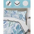thumbnail image 4 of Blue Green Botanical Twin XL Size Down Alternative Comforter, Lightweight Comforter Quilt Bedding Set with Pillow Shams Summer Watercolor Leaf Plant All Seasons Bed Comforter Duvet Insert 68"x98", 4 of 7