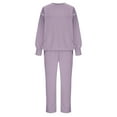 thumbnail image 5 of BiZtdJrK Two Piece Sets for Women Oversized Casual Outfits Crewneck Drop Shoulder Long Sleeve Tops and Trousers Pants Tracksuits Purple XXL, 5 of 9
