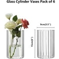 thumbnail image 3 of Glass Cylinder Vases Set of 6 Clear Ribbed Glass Vases for Flowers,6 inch Tall Modern Floating Candle Vase Decor, Decorative Hurricane Candle Holders for Home Wedding Table Centerpieces Decor, 3 of 6