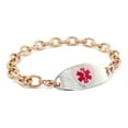 thumbnail image 1 of MedicEngraved Bracelet à Maillons Ton Or Rose 8 mm en Acier Inoxydable 316L Chirurgical avec Étiquette Médicale en Émail - Gravure Médicale Incluse, 1 of 7