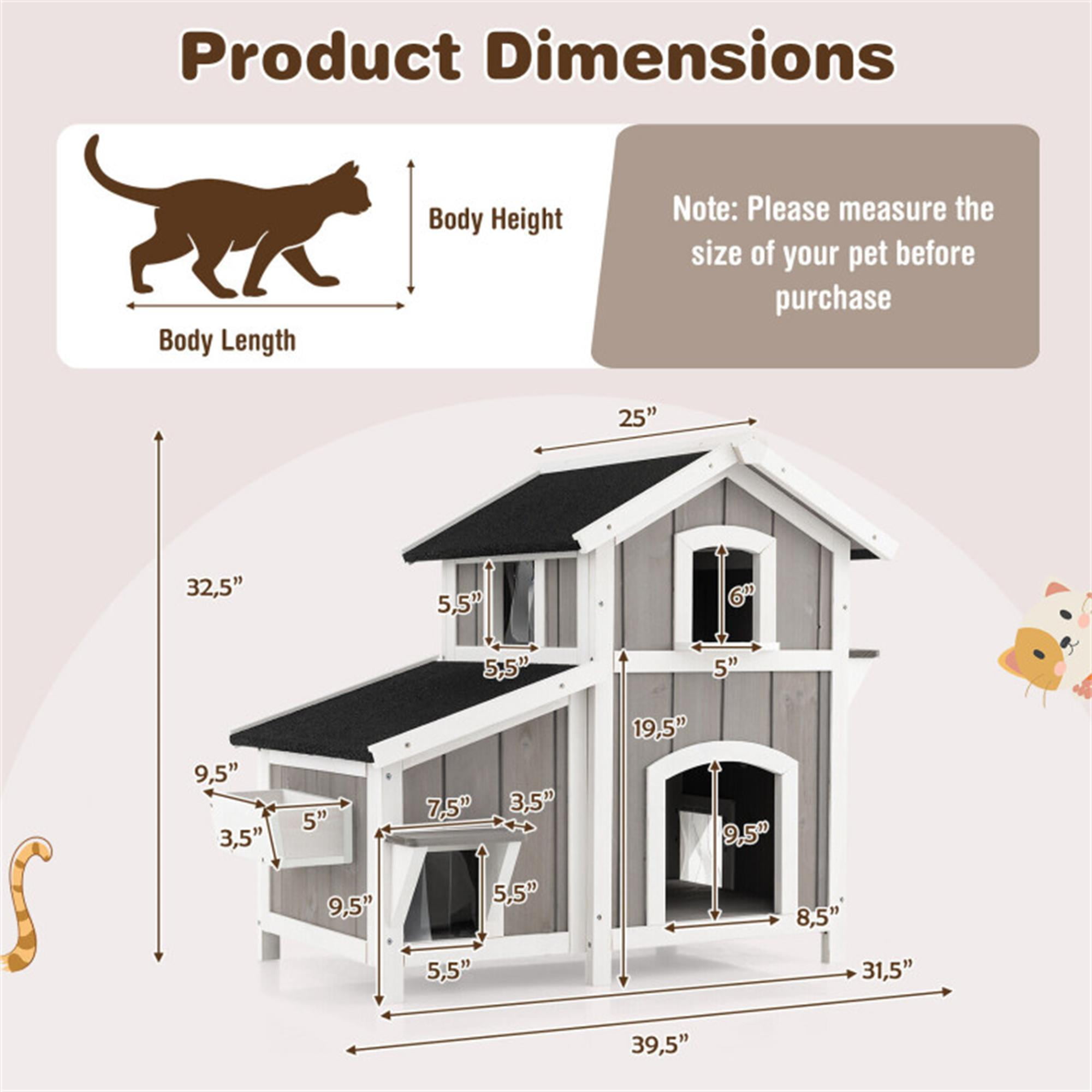 Pefilos 39" Outdoor Feral Cat House Indoor Kitty Shelter with Escape Door for Cats Insulated, Weatherproof Roof Cat Condo, Gray Pefilos 39" Outdoor Feral Cat House Indoor Kitty Shelter with Escape Door for Cats Insulated, Weatherproof Roof Cat Condo, Gray