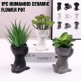 thumbnail image 2 of CAROOTU Humanoid Ceramic Flower Pot Vase Portrait Vase Fleshy Flower Pot Flower Arrangement Vase Home, 2 of 7