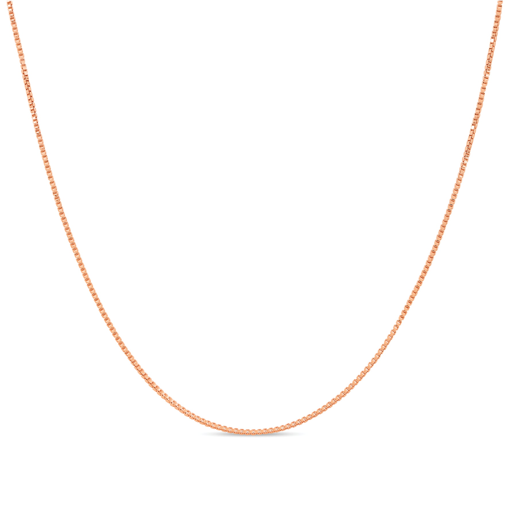 KEZEF Creations Sterling silver 1mm Box Chain Necklace Rose Gold Plated Silver Sizes 12-40 Made in Italy