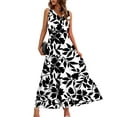 thumbnail image 2 of Giftesty Summer Dresses for Women Fashion Sexy Solid Sleeveless V-Neck Pleated Dresses Ankle Dress Long Dress, 2 of 5