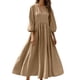 thumbnail image 1 of Mujeres Vestido Casual Suelto Y Casual Tres Cuartos de Mangas Cuello en V Vestido de Lino Mujeres, 1 of 7