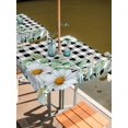 thumbnail image 2 of Outdoor Tablecloths with Umbrella Hole & Zipper, Spring Floral 60x60 Inch Square Tablecloths, Daisy Eucalyptus Leaves Black White Plaid Waterproof Table Cloth, Patio/Pool/Picnic Table Covers, 2 of 8